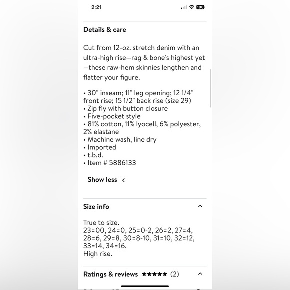 rag & bone Jane Super high waist ankle skinny jeans size 28 black - Picture 3 of 9